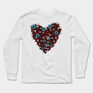 Flesh Heart, Flyes and Flowers Long Sleeve T-Shirt